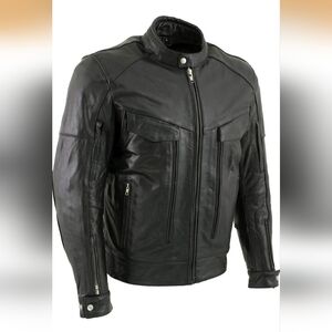 Xelement 'Bandit' B4495 Men's Black Leather Armored Jacket
